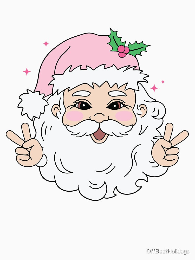 Retro Vintage Pink Santa Claus Hippy by OffBeatHolidays