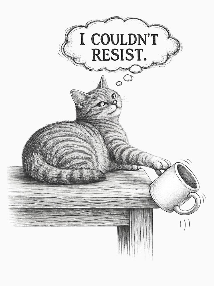 I Couldn't Resist Funny Cat Sketch by CMA Design Studio