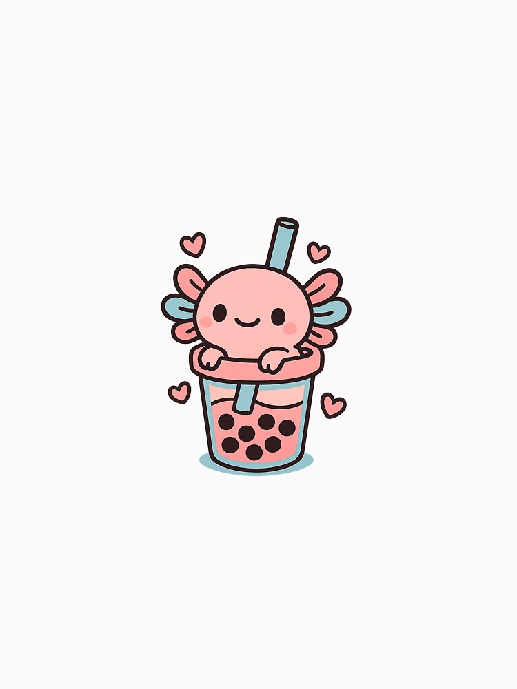 Axolotl Bubble Tea Buddy – Adorably Quirky Cartoon Design by maciejdesing