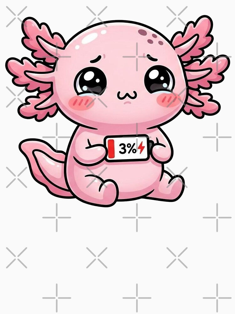 Kawaii Axolotl Low Battery 3% by Visual Dept.