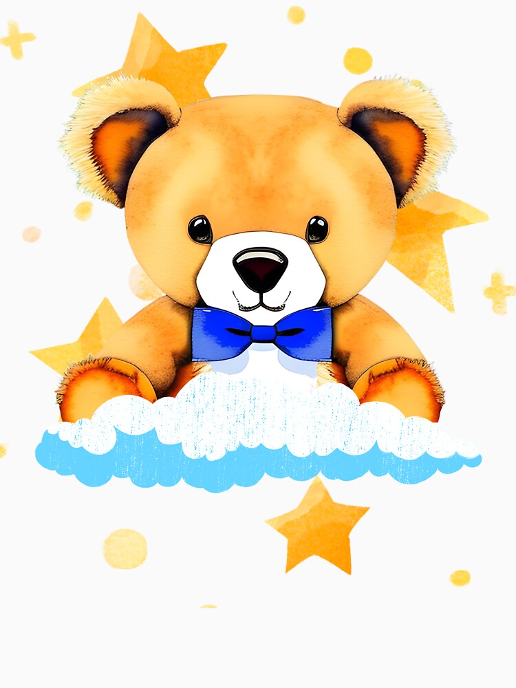 Teddy Bear on a Cloud and Stars by BoomBoomBaby