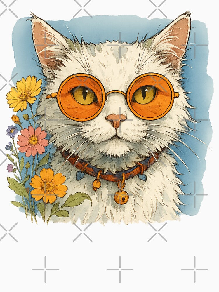 Hippie Cat Orange Glasses by Adrian Kane
