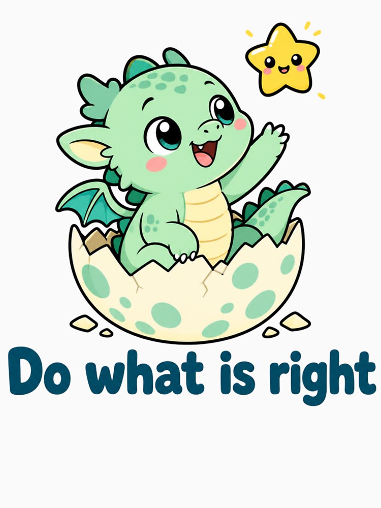 Adorable Kawaii Dragon Do What Is Right by Bright Sprout Wear
