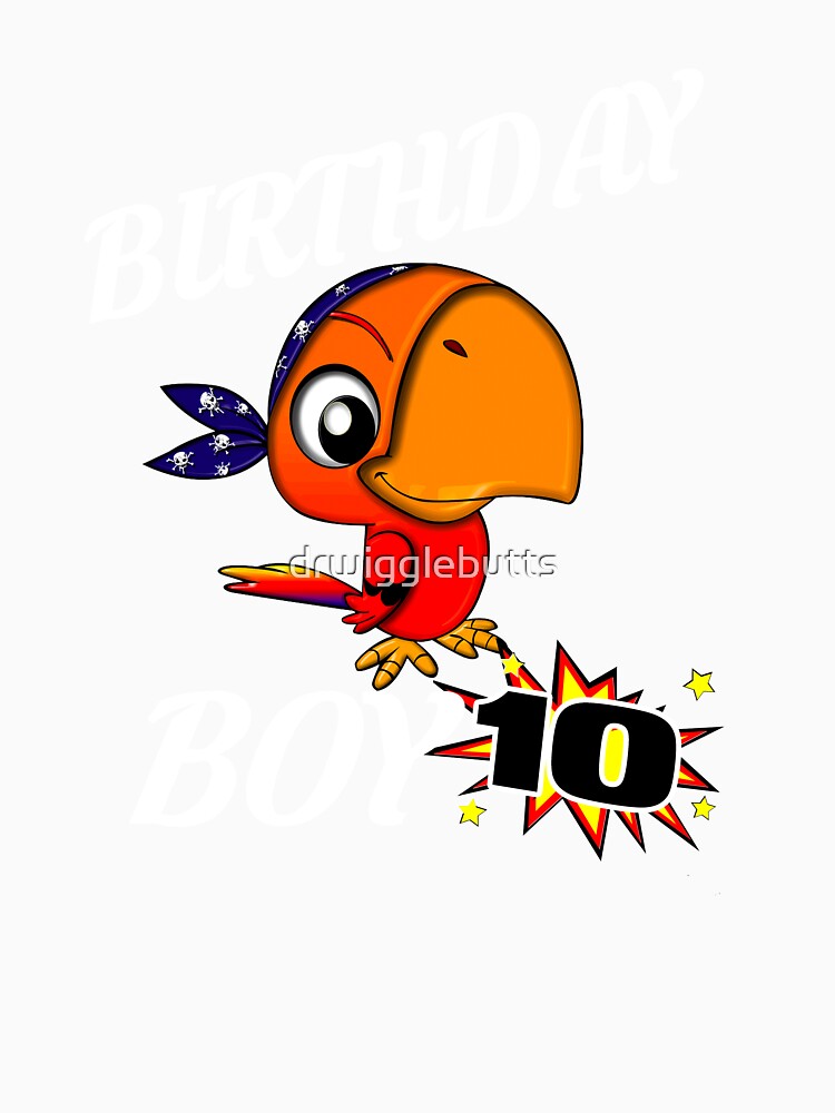 10 Years Old Birthday Design Pirate Bird GifDesign by drwigglebutts