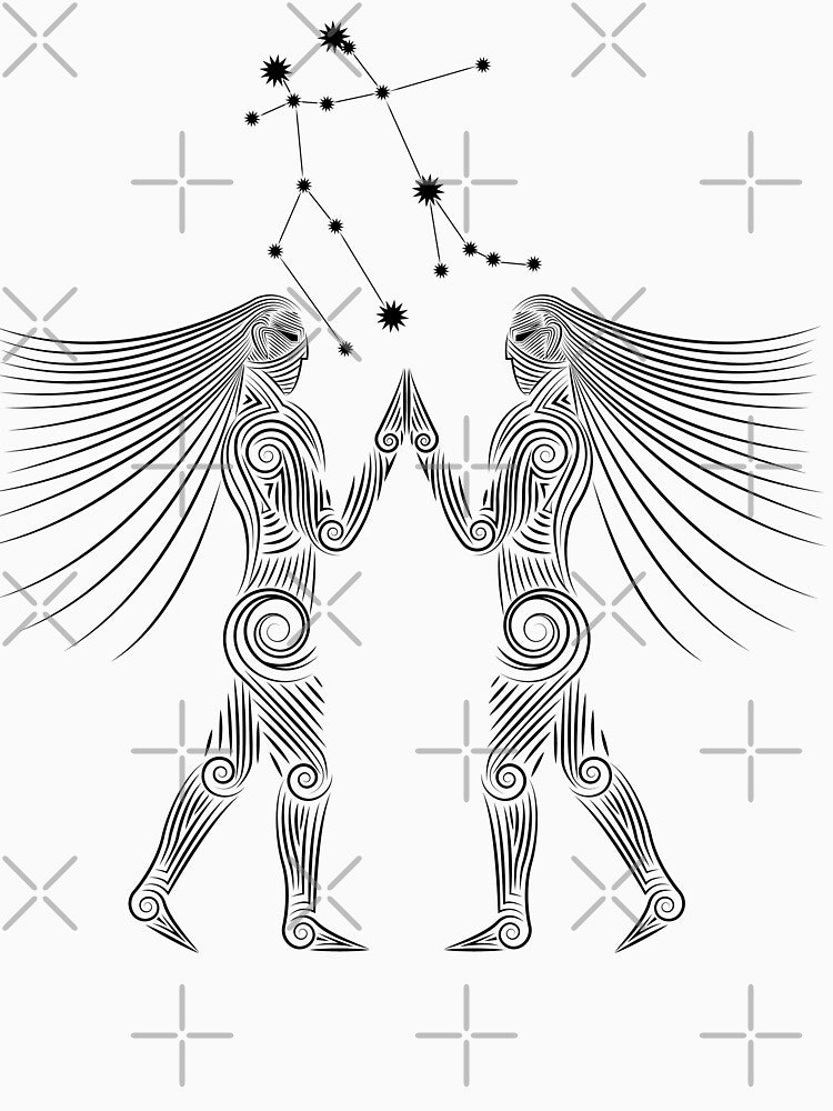 Gemini Zodiac Constellation Black Minimalist Design by JAMerArc