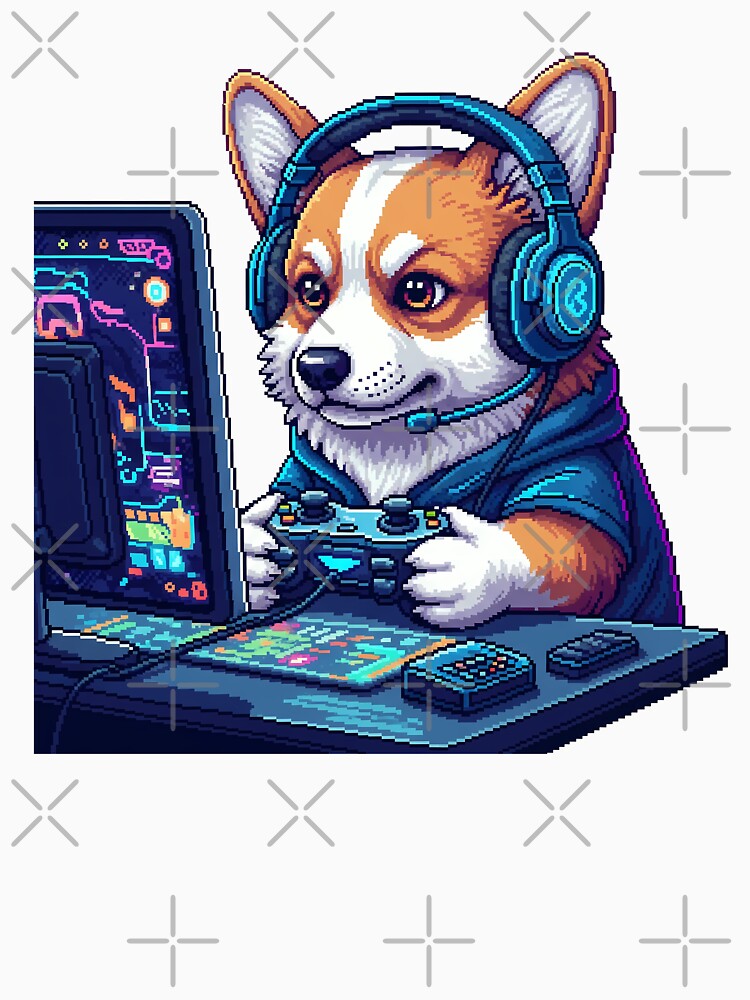 Gamer Corgi Video Game Player by zoughlal