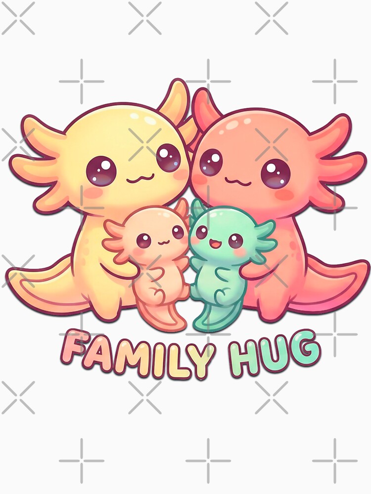 Axolotl Family Hug Cute by Visual Dept.