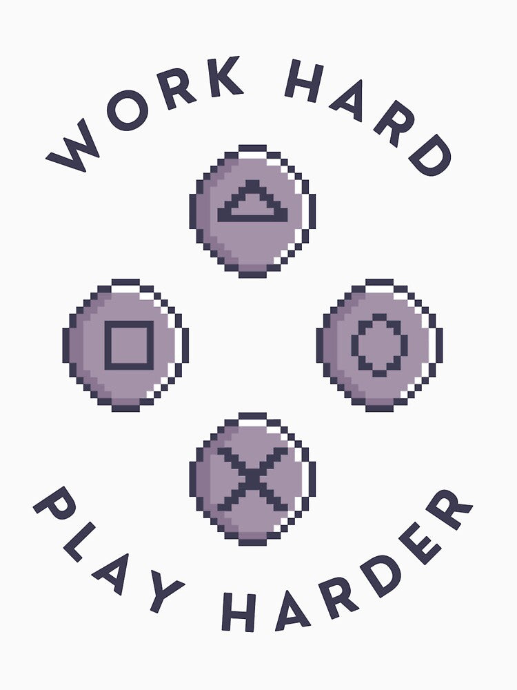 Pixel Art Gaming Icons - Work Hard Play Harder by QuirkWears