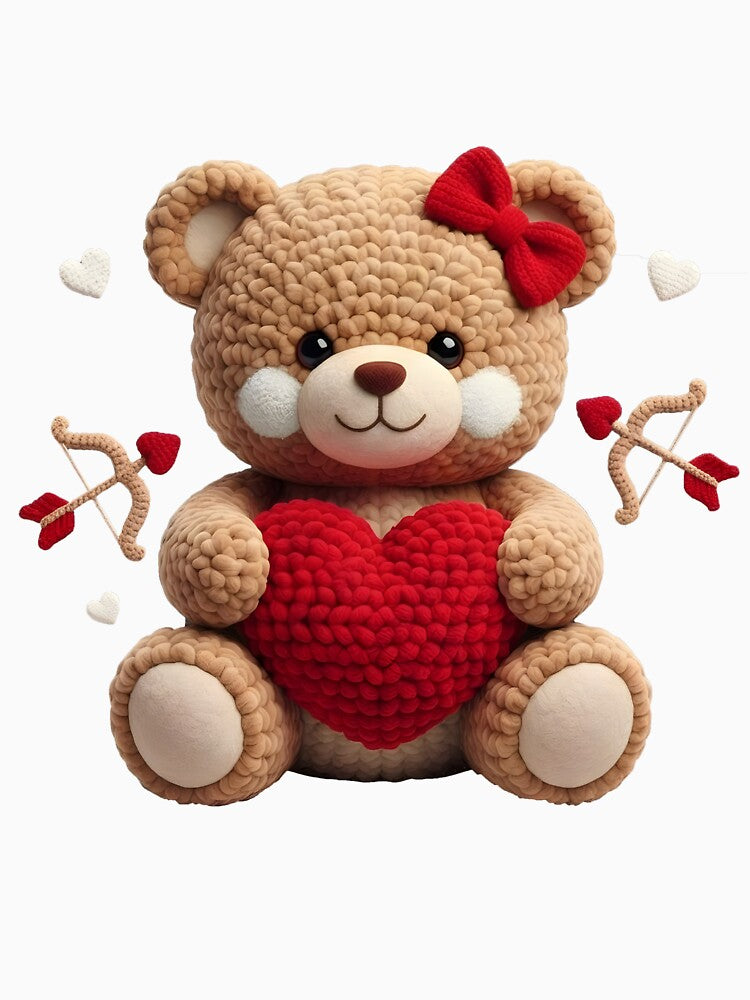 Faux Yarn Teddy Bear Valentine by KroghDs