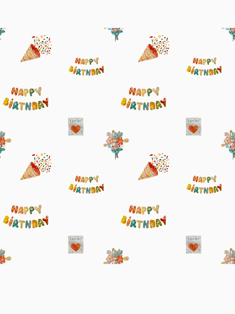 Birthday confetti sketch cute pattern a watercolor by Yana Mustafina | Boho Soulful Designs