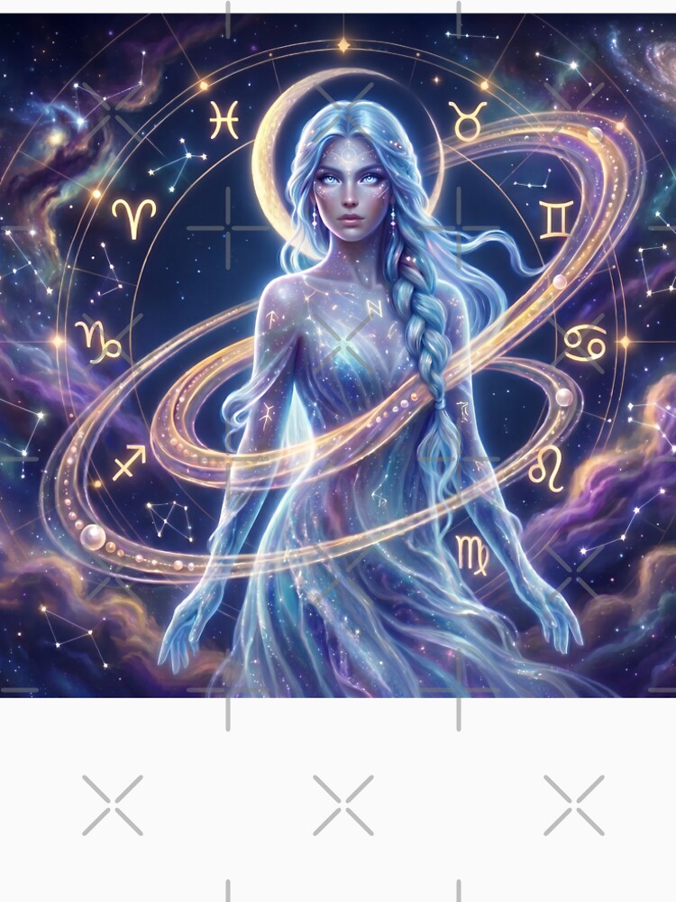 Astral Oracle Goddess – Zodiac Wheel & Cosmic Starlight Fantasy Art by Divinedesignbydulce