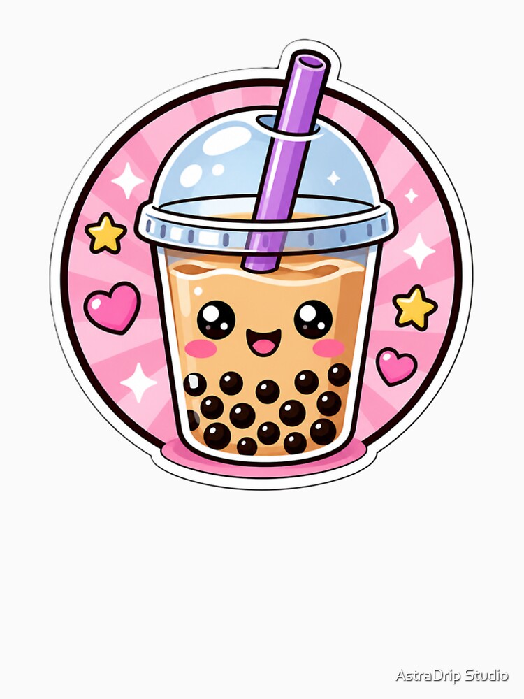 Cute Kawaii Bubble Tea | Happy Boba Tea Cartoon | Pastel Food Lover Design by AstraDrip Studio