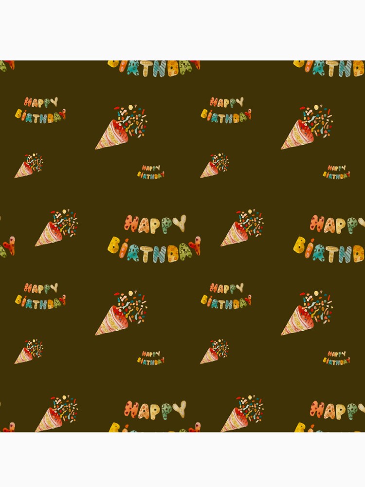 Happy birthday cute colorful pattern a watercolor khaki by Yana Mustafina | Boho Soulful Designs