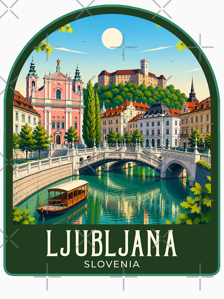Ljubljana Vintage Travel Illustration by HomeLivingCo