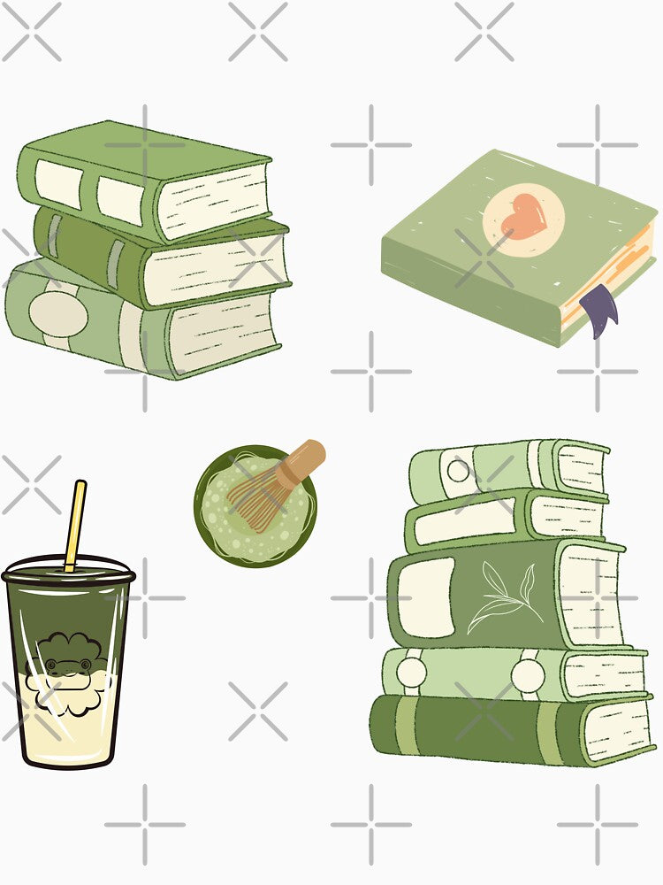 Green Matcha Bookish Set by Neadoodles