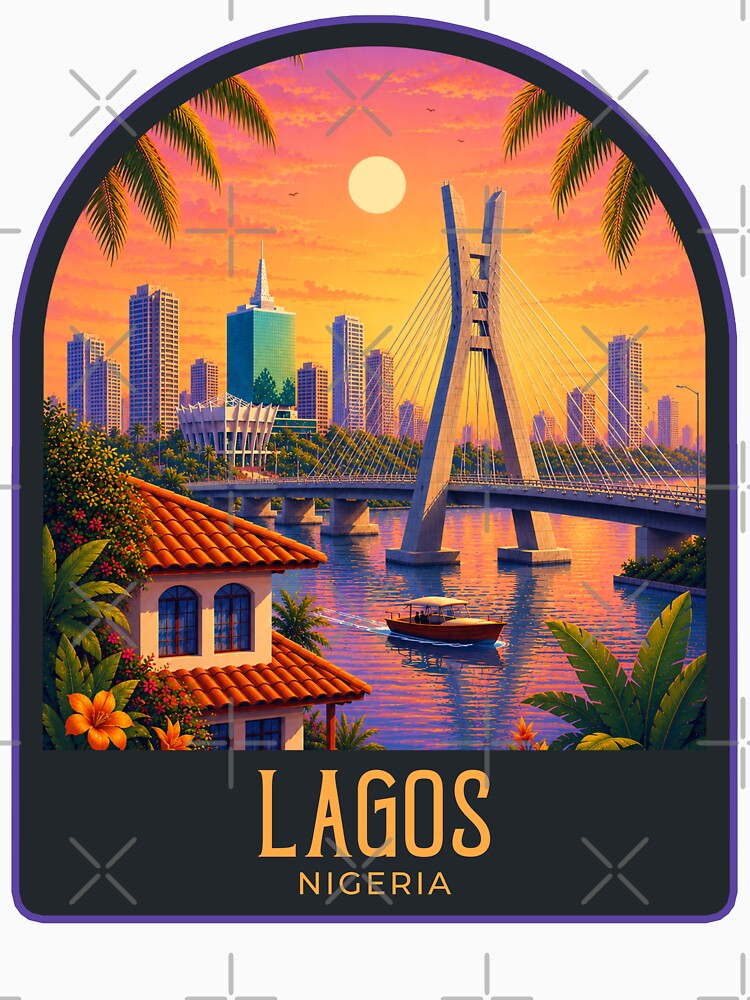 Lagos Nigeria Vintage Travel Illustration by HomeLivingCo