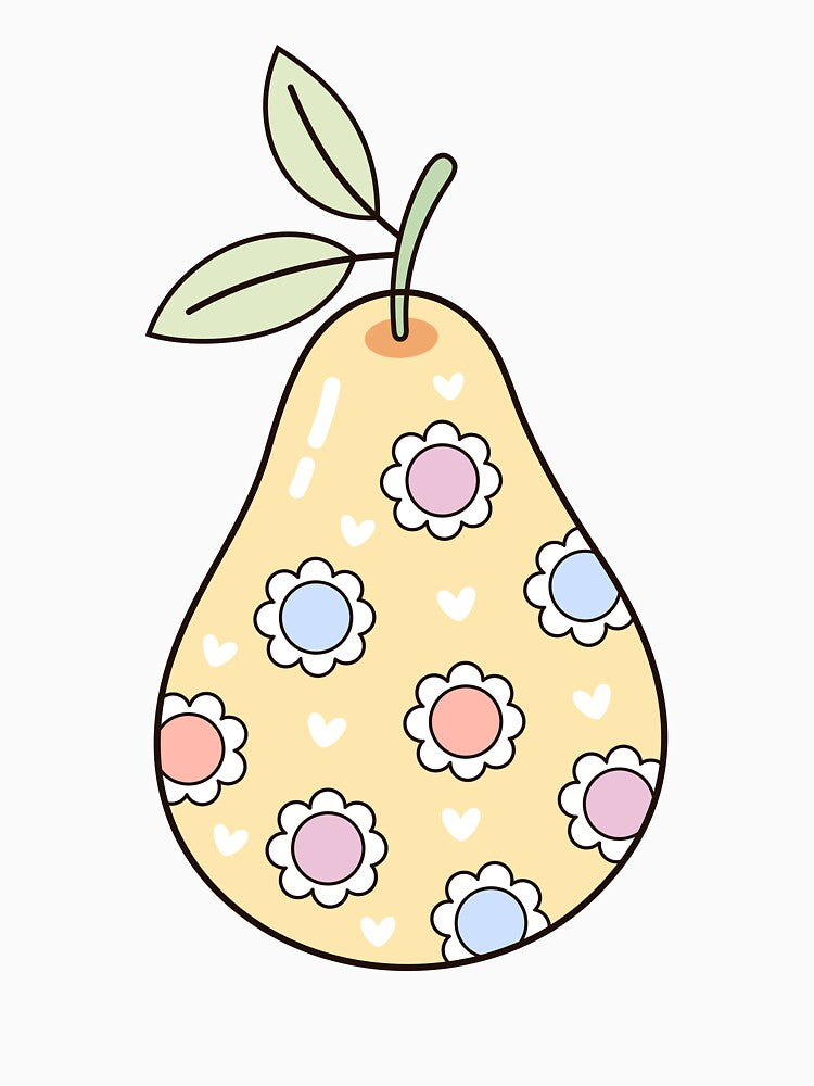 Floral Pear - Retro Groovy Fruit by Julza Art