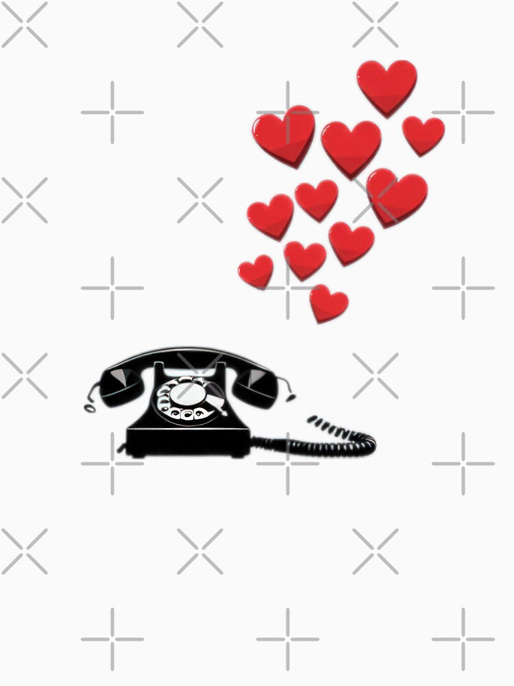 Valentines Day retro telophone with hearts,Valentine heart,valentine art,valentine design by Expressions-Sel