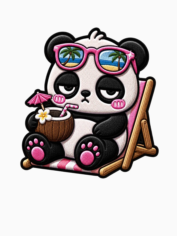 Mentally On Vacation Panda Embroidery Patch by ColorSplash123
