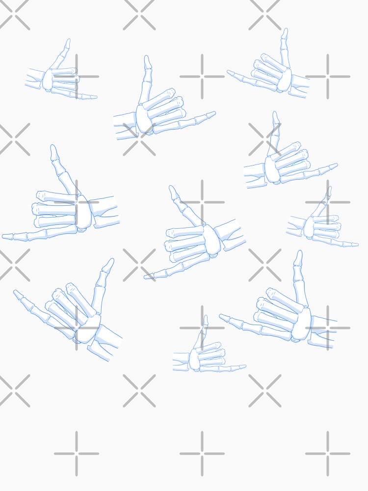 Spooky Skeleton Hand Aesthetic Tiles Blue by Vedeme