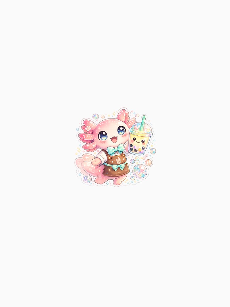 Bubble Tea Axolotl Barista – Cute Kawaii Sticker by blossomfun