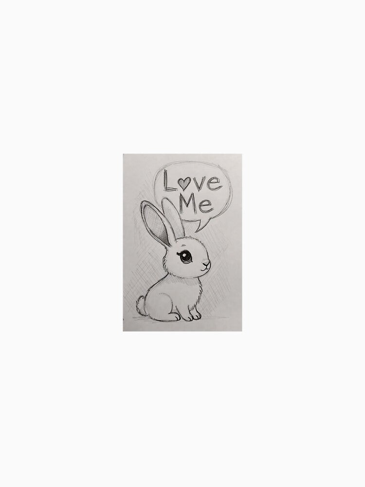 Cute Bunny “Love Me” – Kawaii Rabbit Drawing | Adorable Animal Design by Sticker shop 007