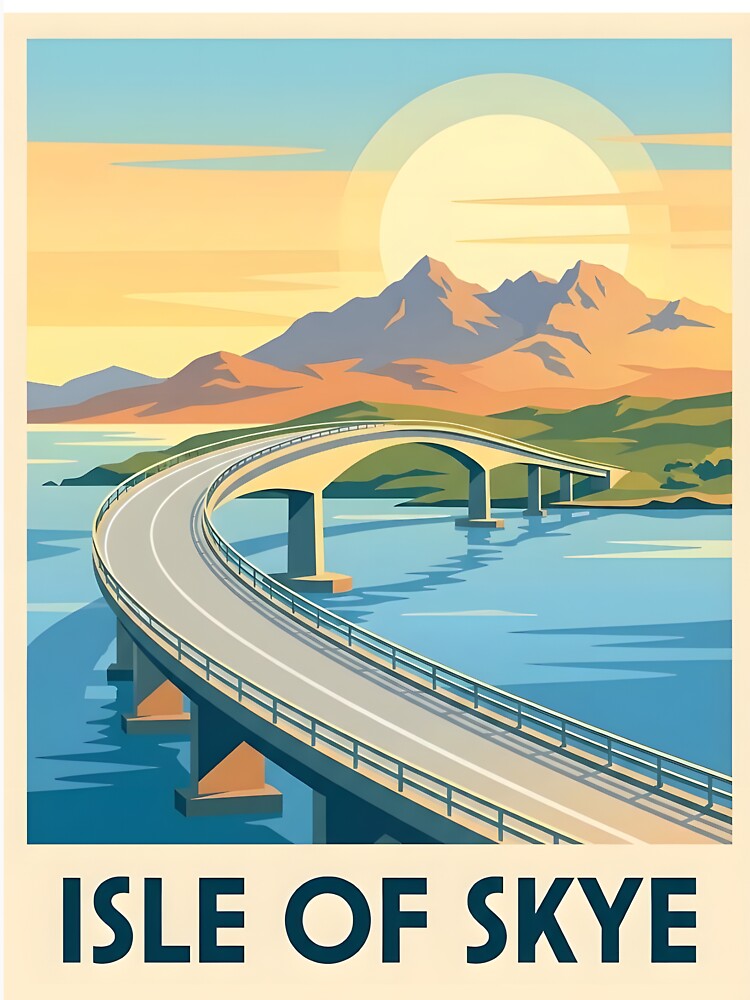 Isle of Skye Bridge Vintage Art Deco Poster by ArtByKendo