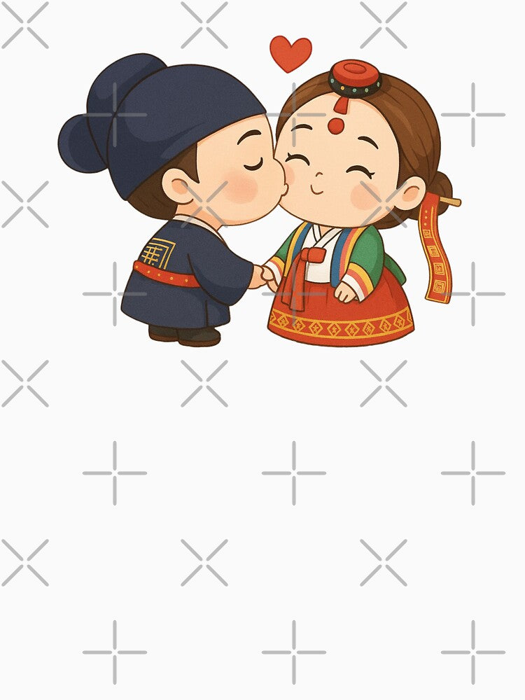 Cute Korean Hanbok Couple – Kawaii Love Illustration by mycreastyle
