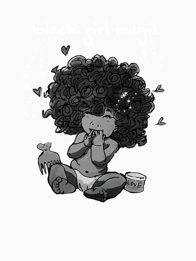 Black Girl Magic Afro Baby - Black Tee by LittleBlkTees