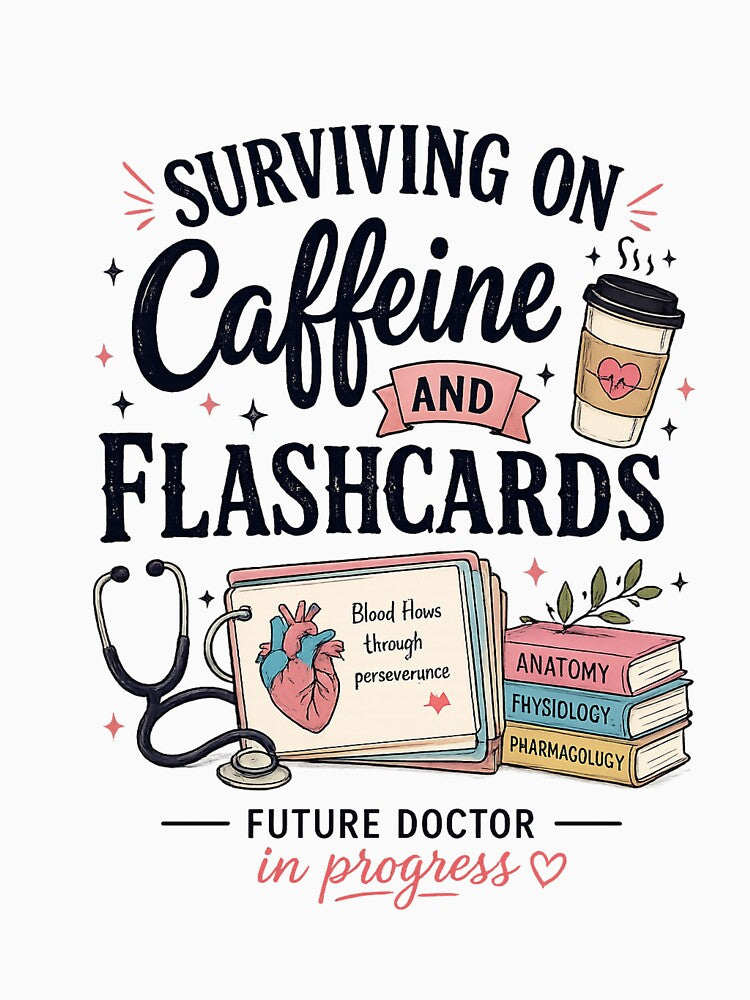 Surviving on Caffeine and flashcards Future Doctor in Progress  Classic T-Shirt Medical Students by Lulu Shop