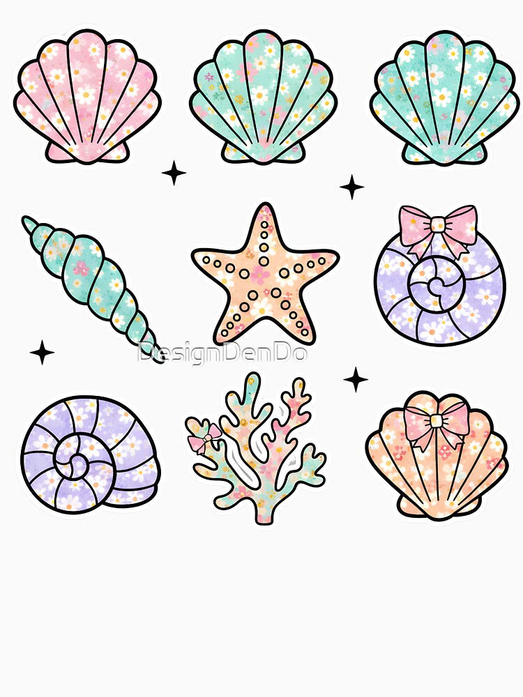 Wildflower Seashell Clam Summer, Summer Vibes, Floral Summer, Summer Beach, Wildflower Summer, Summer Vacation by DesignDenDo ⭐⭐⭐⭐⭐