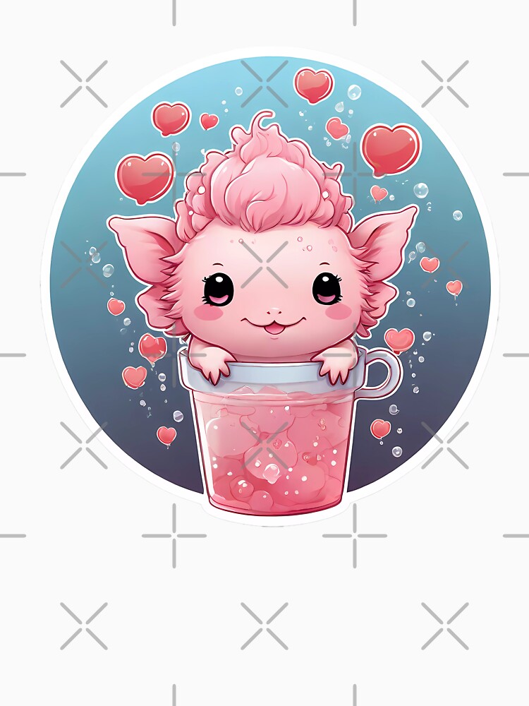 Kawaii Axolotl Bubble Tea – Cute Pink Axolotl in a Cup by KateVil