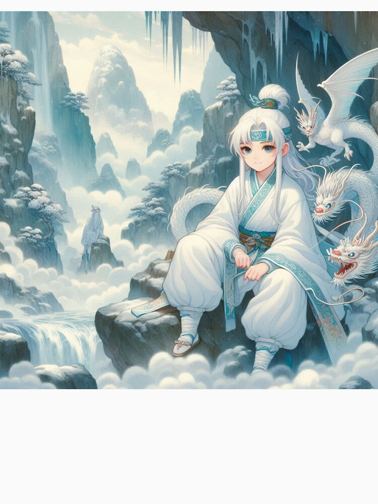 Chinese boy and baby dragons by xsctasy