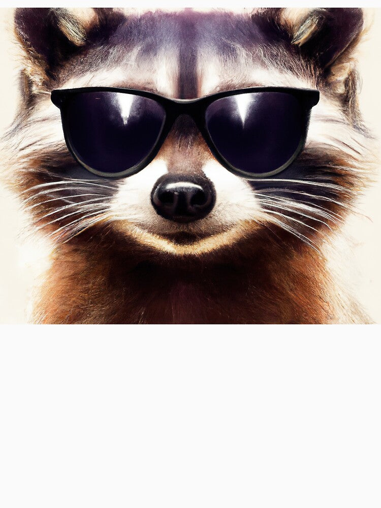 Raccoon Wearing Sunglasses Watercolor Painting by maniacfitness