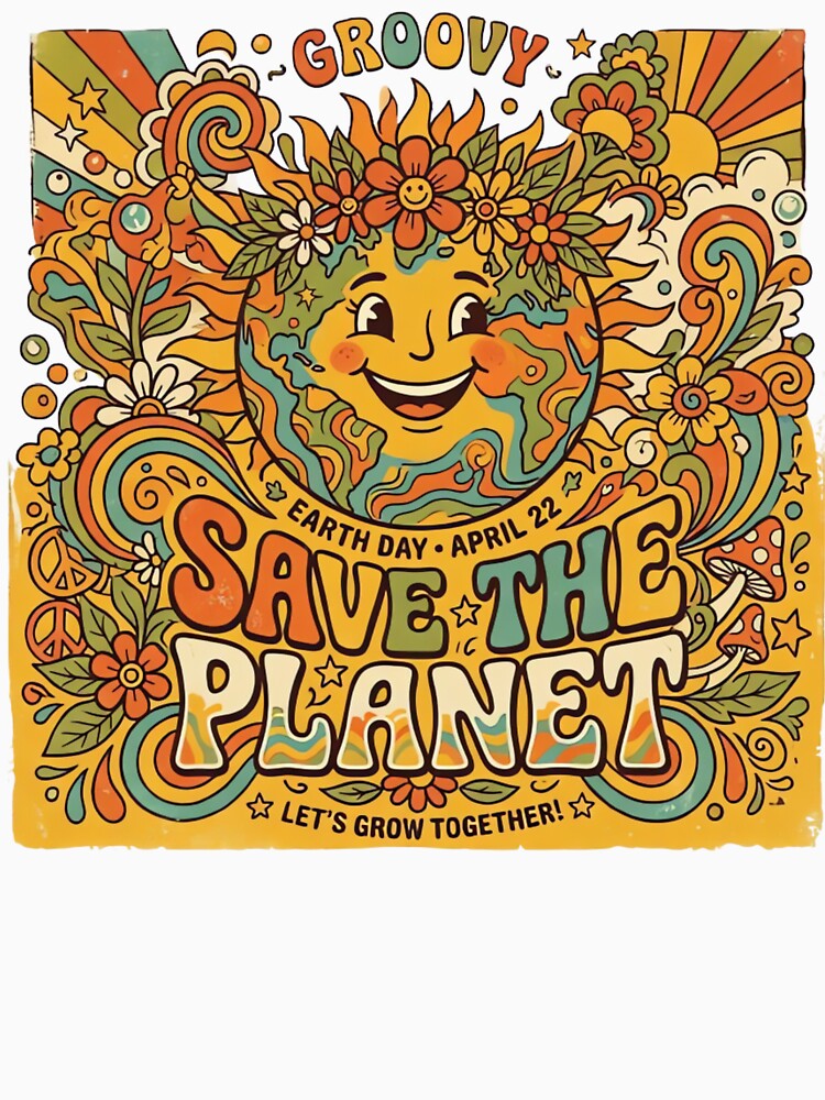 Groovy Save The Planet Illustration by urbinet