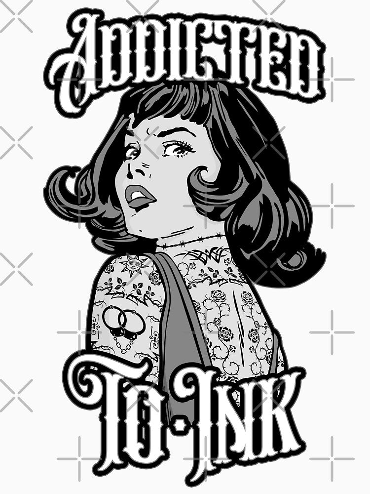 Addicted To Ink Tattooed Girl Retro Vintage Tattoo Pop Art by GrandeDuc