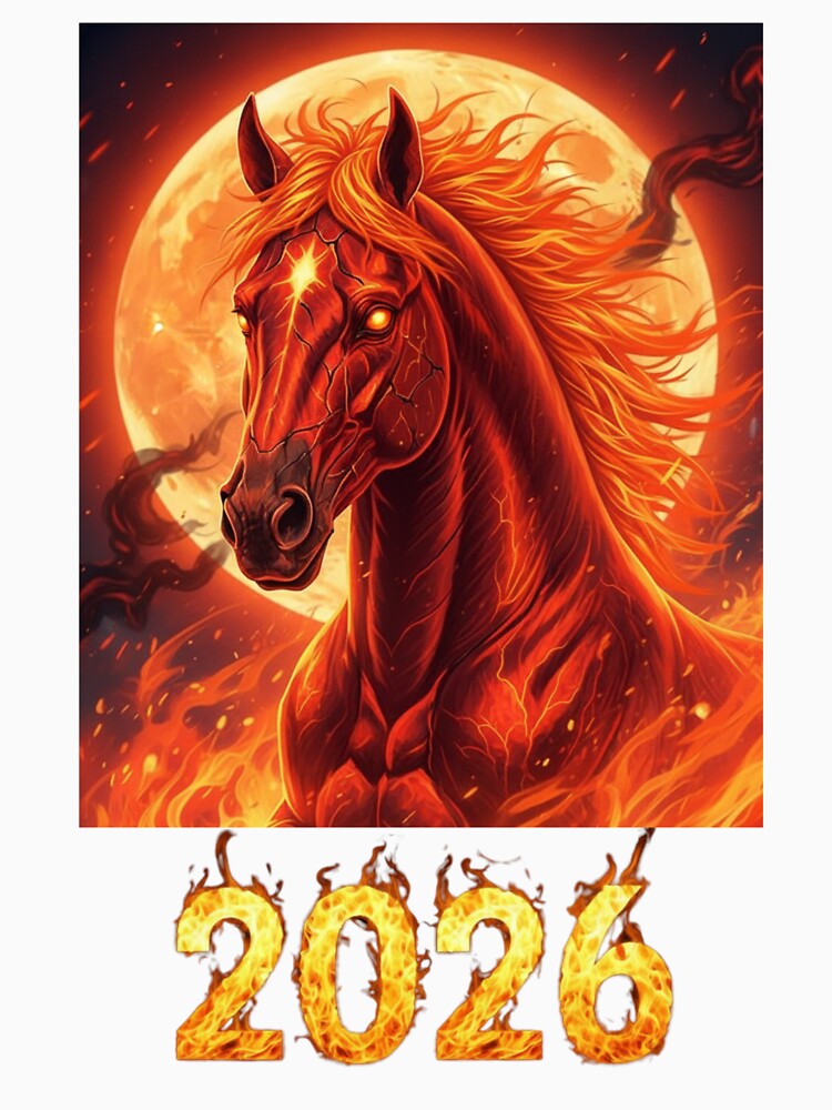 2026 Fire Horse Moon – Burning Stallion Fantasy Chinese Zodiac Artwork by Baby Adee Collective