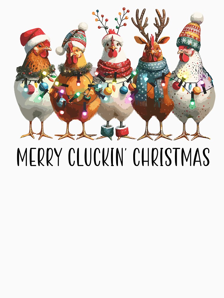 Merry Cluckin' Christmas funny chickens by 21DashDesigns