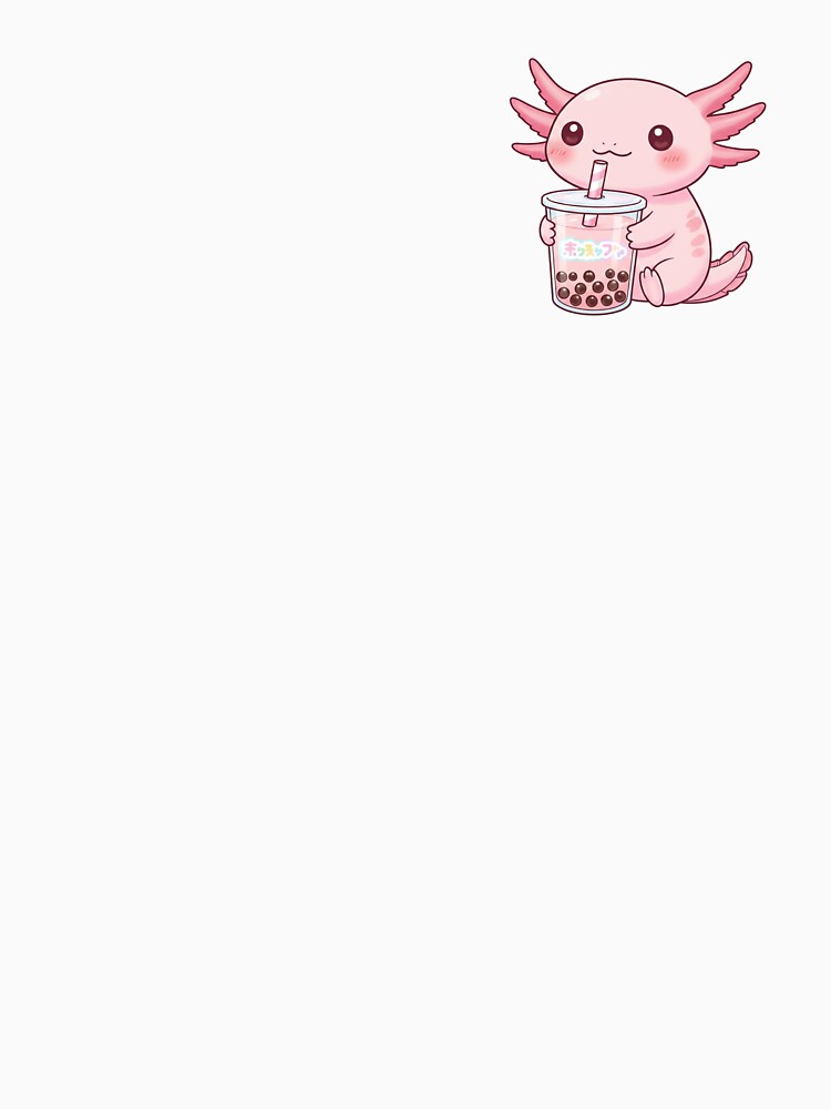 Kawaii Axolotl Drinking Bubble Tea - Cute Pink Boba Lover Art by Maclaw200d