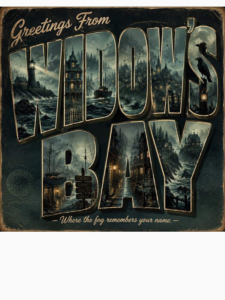 Greetings From Widow’s Bay Retro Horror Poster by AENAcharms