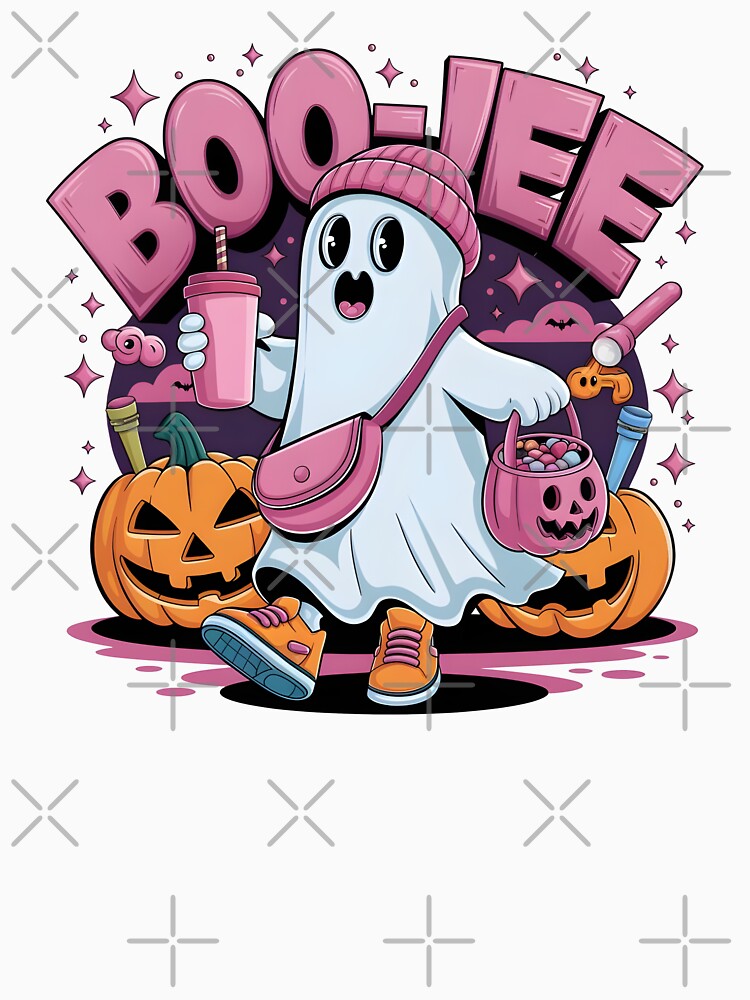A 3D vector illustration of a t-shirt with a spooky yet adorable ghost by MRFEZOO2030