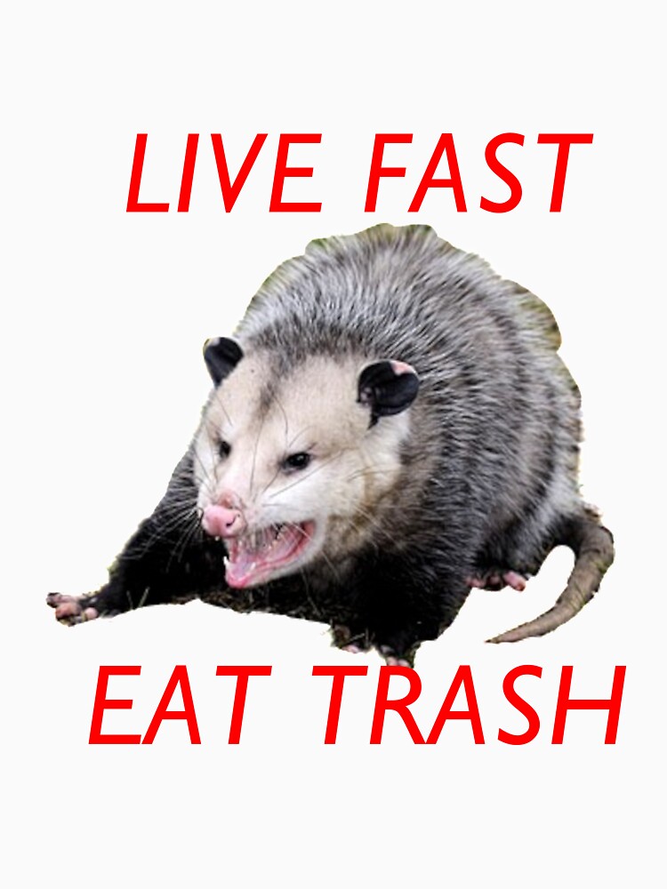 Live Fast! Eat Trash! Possum - White by royalblewitup