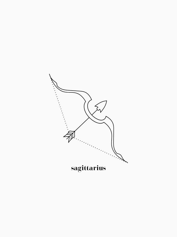 Sagittarius Zodiac Sign - Minimalist Aesthetic Bow and Arrow Line Art by NovaVesta