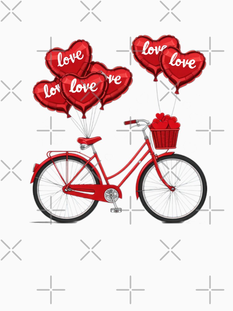 Valentines Day bicycle with  heart  balloons ,Valentine bicycle,valentine art,valentine design by Expressions-Sel