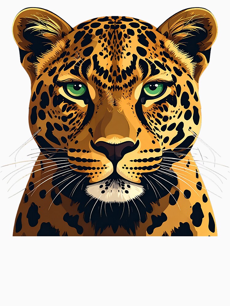 Golden Leopard Portrait – Minimalist Big Cat Design by SpeedProduction