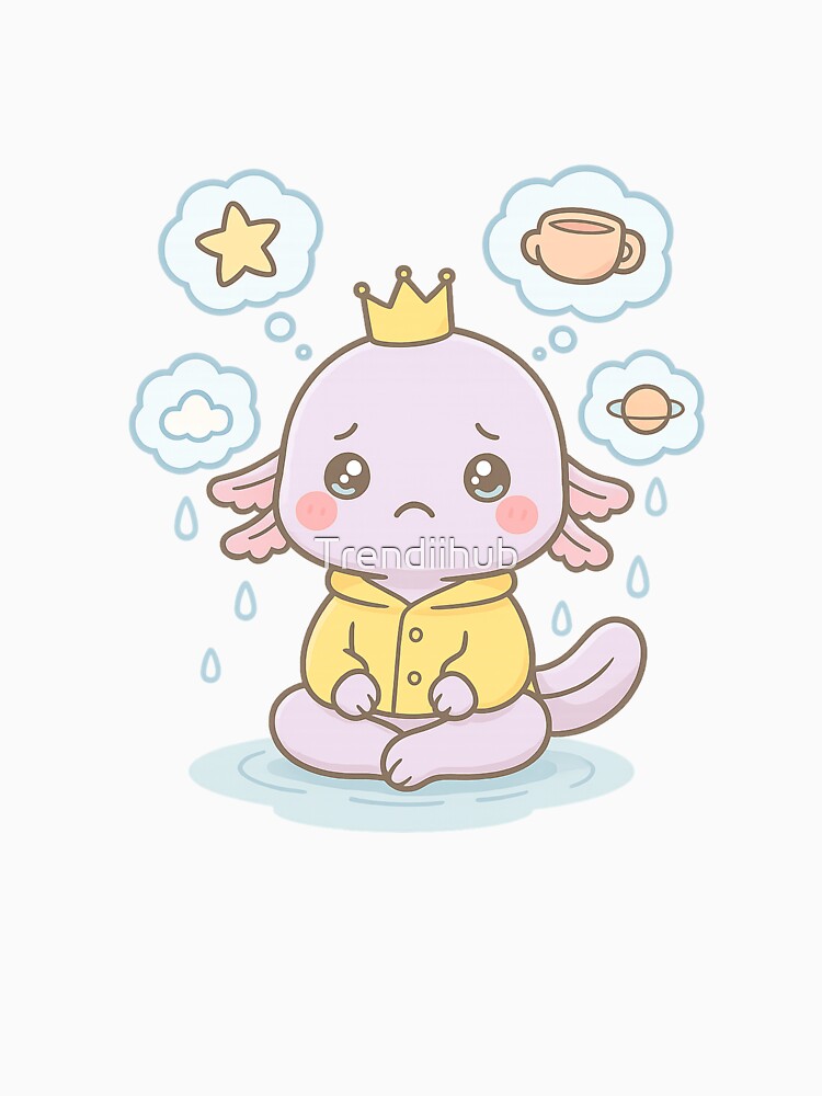 Kawaii Axolotl Overthinking Club – Cute Pastel Animal Sticker & Apparel Design by Trendiihub