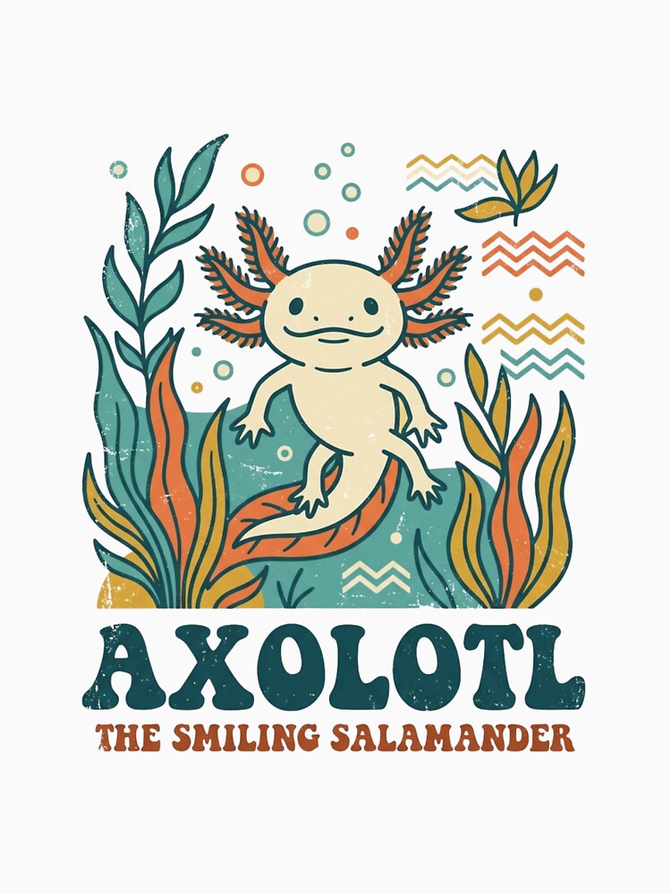 Vintage Retro Axolotl Smiling Salamander Nature Art by VelvetArchives