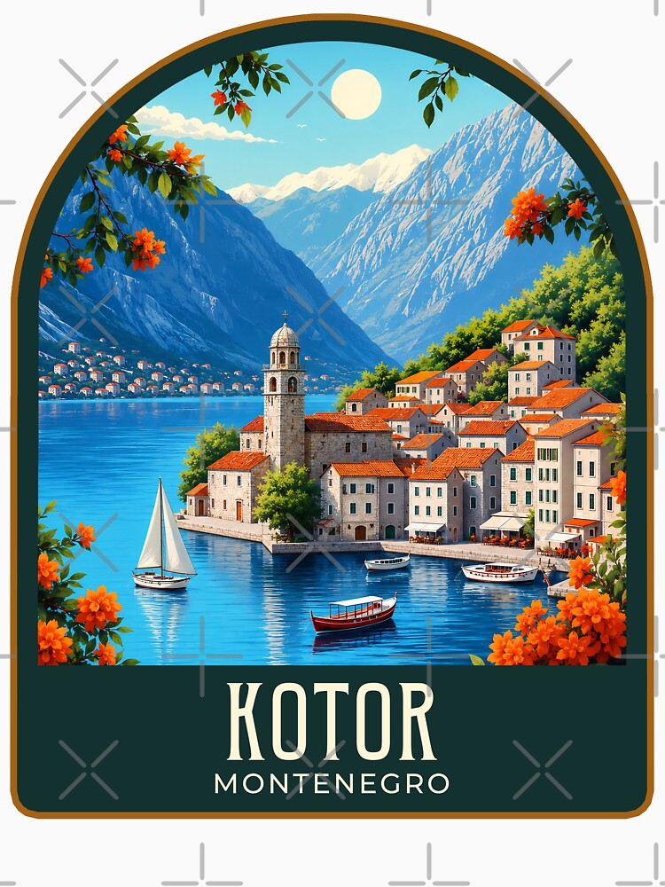 Kotor Vintage Travel Illustration by HomeLivingCo