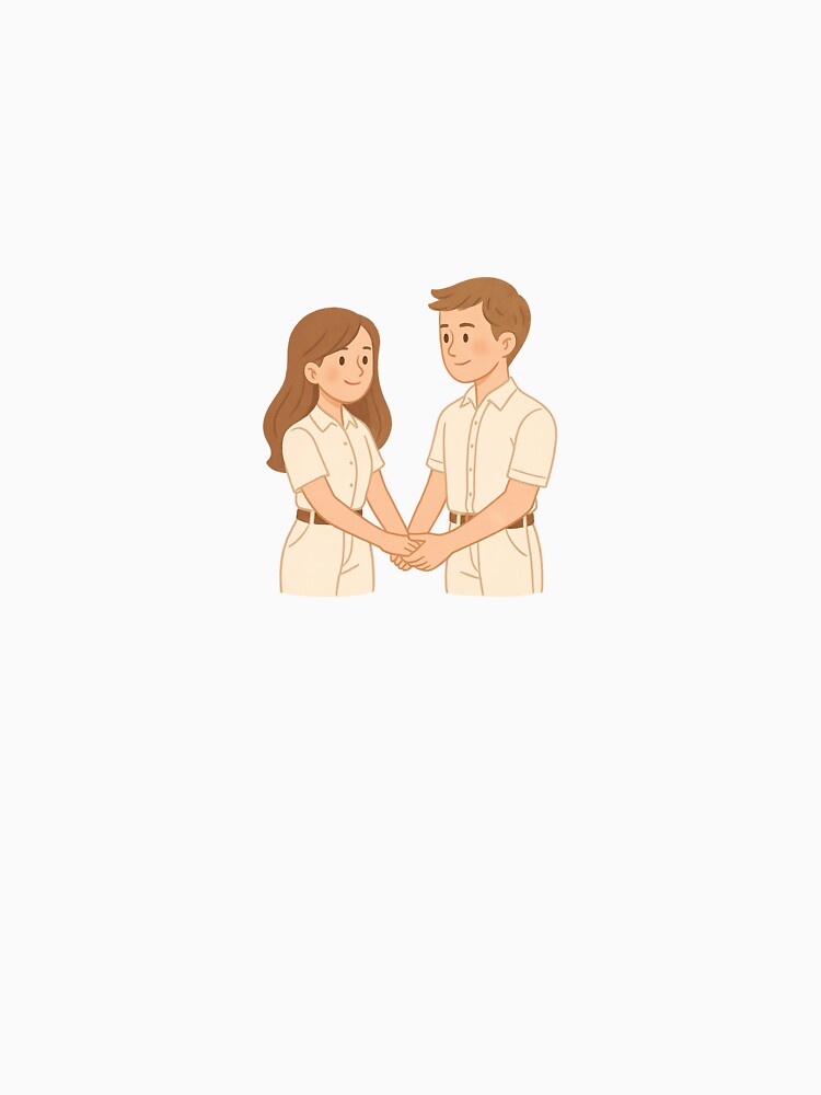Warm Couple Holding Hands Cartoon PNG Transparent | White Outfit Love Illustration by ยี่มมี่โคซี่