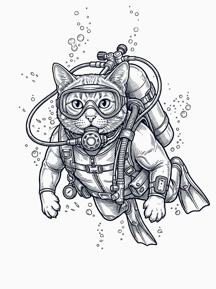 Cat Scuba Diving Diver Animal Lover by TerryConnells